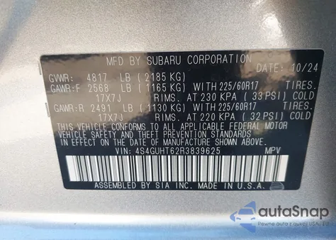 2024 Subaru Crosstrek Wilderness z USA, uszkodzony, nr VIN 4S4GUHT62R3839625